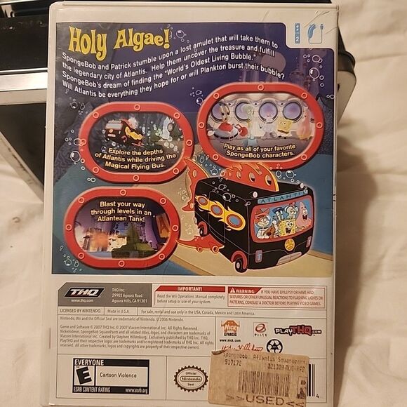SpongeBob's Atlantis SquarePantis (Nintendo Wii, 2007) CIB W/Manual - Picture 2 of 3